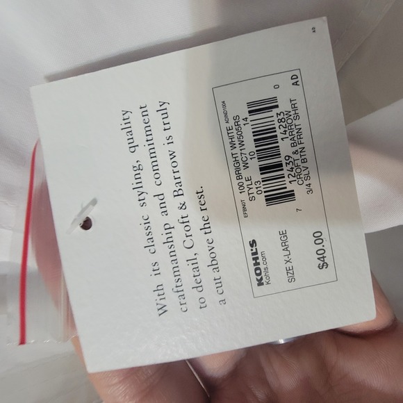 Croft & Barrow | XL | Womens | White | New | 3/4 Sleeve - Picture 2 of 3